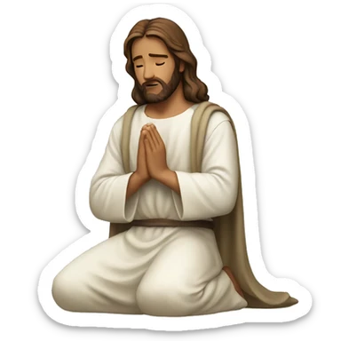 jesus kneeling praying sticker