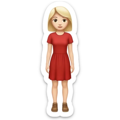 Create me an emoji of a full body white female in a casual dress, looking to her right. sticker