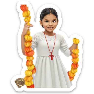 smiling girl in white dress sticker