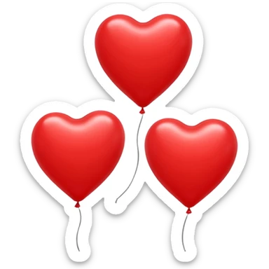 2 red heart-shaped balloons on a white background sticker