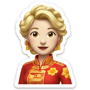 White woman with Chinese new year outfit  sticker