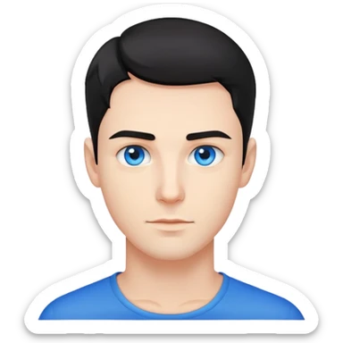 Handsome man with short black hair and electric blue eyes  sticker