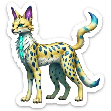 Epic Edgy Colorful ethereal eldritch Sergal-Serval-Vernid full body sticker
