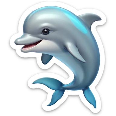 Cinematic Comical Bottlenose Dolphin Portrait Emoji, Head tilted dramatically with an exaggeratedly amused expression, featuring a sleek, shiny glossy body with wide, comically expressive eyes full of playful disbelief and a quirky, animated dorsal fin, Simplified yet hilariously expressive features, highly detailed, glowing with a slightly sassy aquatic glow, high shine, dramatic yet playful, stylized with an air of cheeky marine mischief, soft glowing outline, capturing the essence of a meme-worthy dolphin that looks ready to side-eye its way into viral fame! sticker
