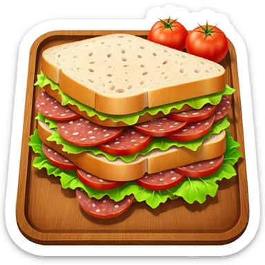 Salami sandwich on a tray sticker