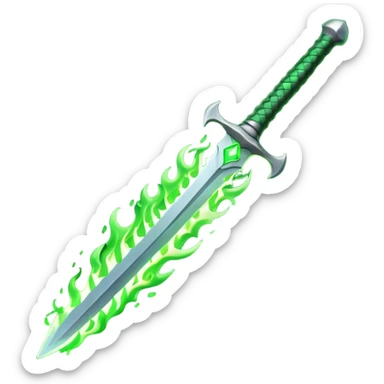 sword burning green flame sticker