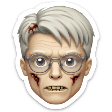 зомбы мужчина в очках с серыми глазами в очеах з прической mob cut sticker