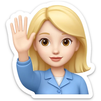 generate realistic detailed girl waving hi 3d style  sticker