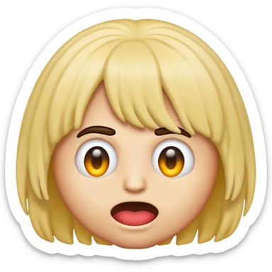 Mad emoji with a wig on sticker