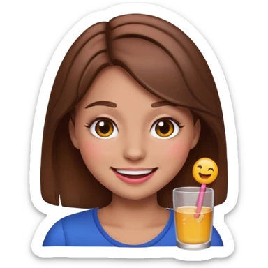 “Emoji girl, drunk blush makeup, brown hair sticker