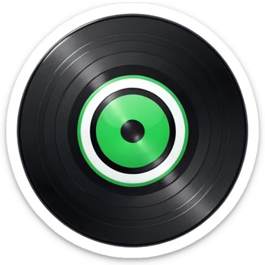Vinyl record with green point inside sticker
