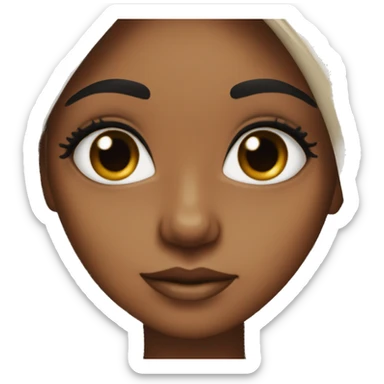Brown skin girl with eyelashes and long black hair sticker