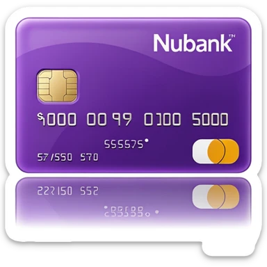 credit card, purple, writen in white "NUBANK" sticker