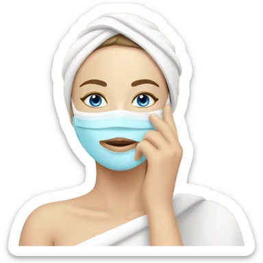 Lady with blue eyes face mask spa beauty full face relaxing sticker