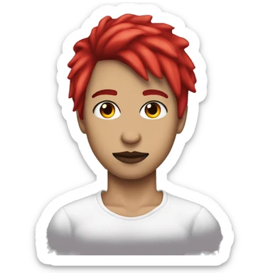 persona de pelo rojo con pecas morena maquillaje emo y polera blanca  sticker