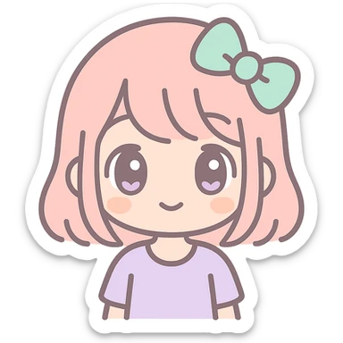 anime girl, pastel colors, big eyes, kawaii style sticker