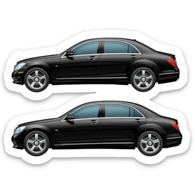 Crée-moi une voiture noire, berline, très classe La voiture  en long 2025classe S que d’un côté sticker