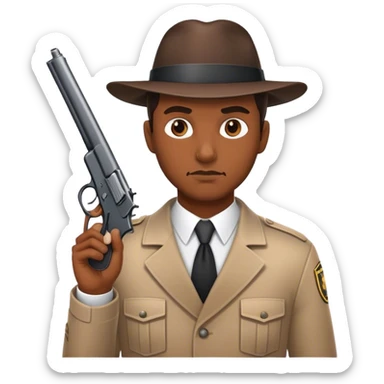 A emoji of a investigator man with a gun sticker