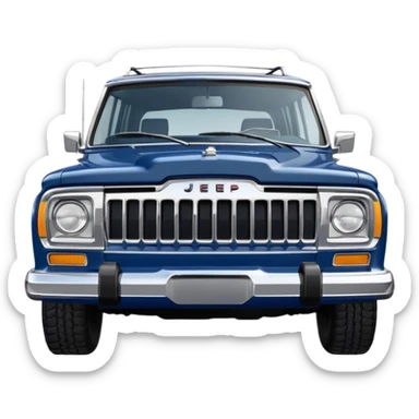 vintage navy blue jeep wagoneer suv (the hood turned to the right) sticker