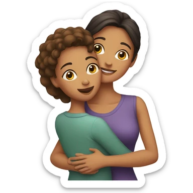 mother and adult daughter hugging sticker