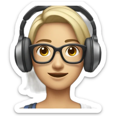 Uma mulher com cara de Deboche loira usando headset sticker