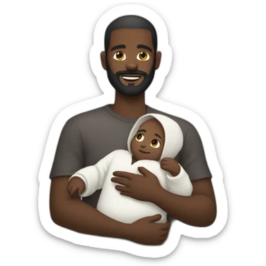 dark-skinned-bearded-man-holding-mask-of-baby-face sticker