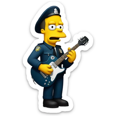 policeman Simpson plays guitar sticker