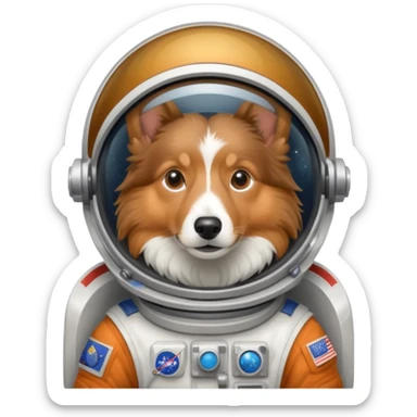 shetland sheepdog in a astronauts space suit without helmet sticker