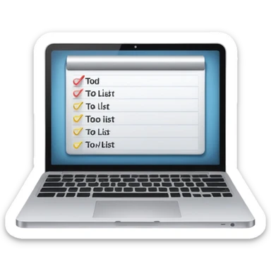 apple style emoji of a laptop with a to-do list or work tasks on the screen sticker