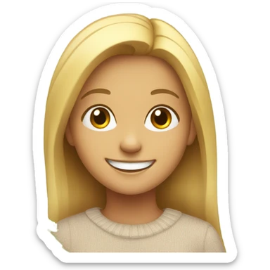 smiling girl by christmas tree sticker