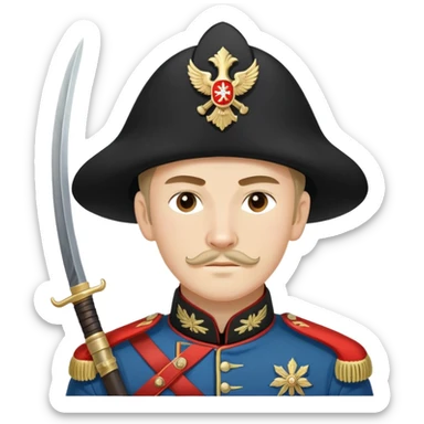 White Army Cossack cavalry soldier with traditional uniform and sabre from 1920s Russian Civil War sticker