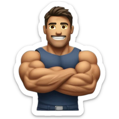 Shredded muscular manly man flexing biceps sticker