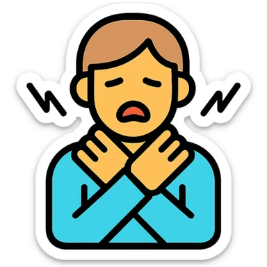 person with their hands around their neck, style 4 sticker