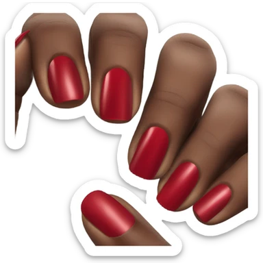 Red nail polish on a black girl’s hand  sticker