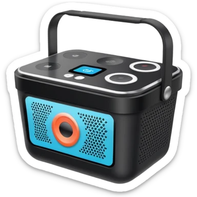 shopping basket filled with a smart speaker, fitness tracker, and digital camera emoji sticker