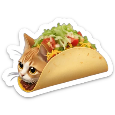 cat's head sticking out of the end of a taco sticker