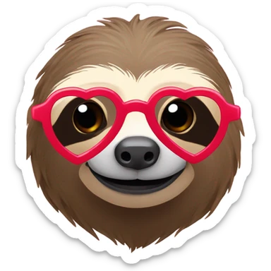 Sloth with heart glasses on sticker