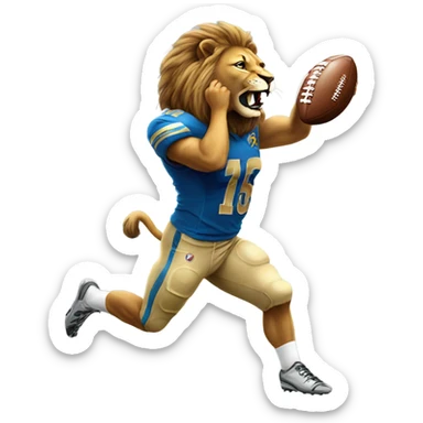 Lion catching a football sticker