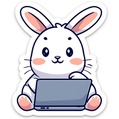 bunny with a laptop sticker