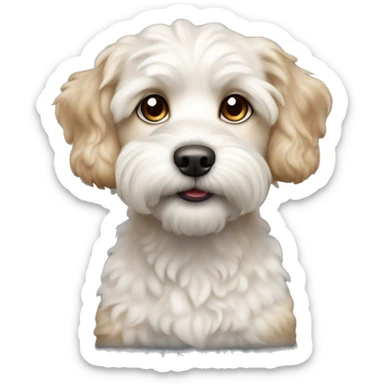 white havapoo dog with light brown ears sticker