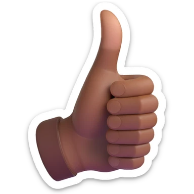 thumbs up hand gesture with dark skin tone sticker