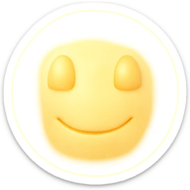 Make the ball glow with a radiant, angelic light effect, ethereal and divine with a warm, gentle smile. Remove any background. Keep the 3D emoji style. sticker