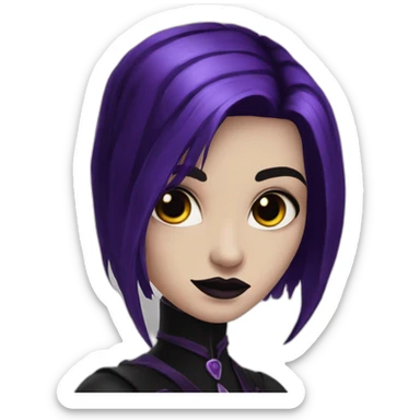 raven-queen-gothic-girl-long-dark-black-and-purple-hair sticker