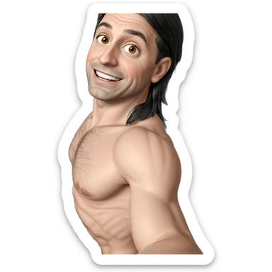 smiling nude male portrait sticker