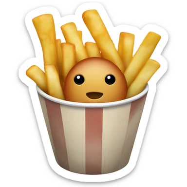 Fries and fried fish in cup sticker