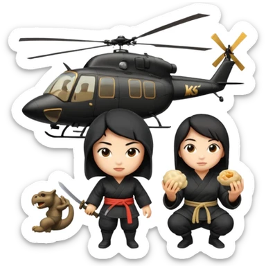 Ninja Asian King Kong dumpling girl helicopter sticker