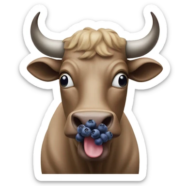bull eating blueberries sticker