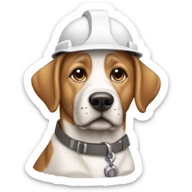 Dog white whith some light brown spot dressed as an architect sticker