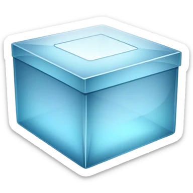 A clean, modern open box with crisp edges and a subtle shadow beneath, slightly tilted for depth. A soft glow or faint sparkles rise from inside, hinting at potential content yet to be added. The design is sleek, flat, and uncluttered, maintaining a light and inviting feel, perfect for an empty state UI. sticker