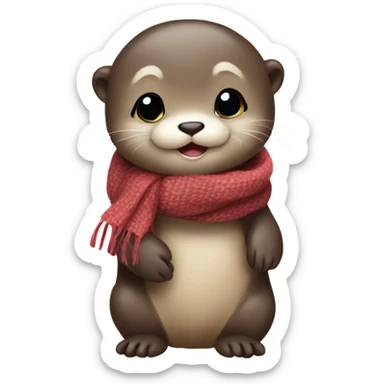 Cute baby otter. Wearing scarf. Full body.  sticker